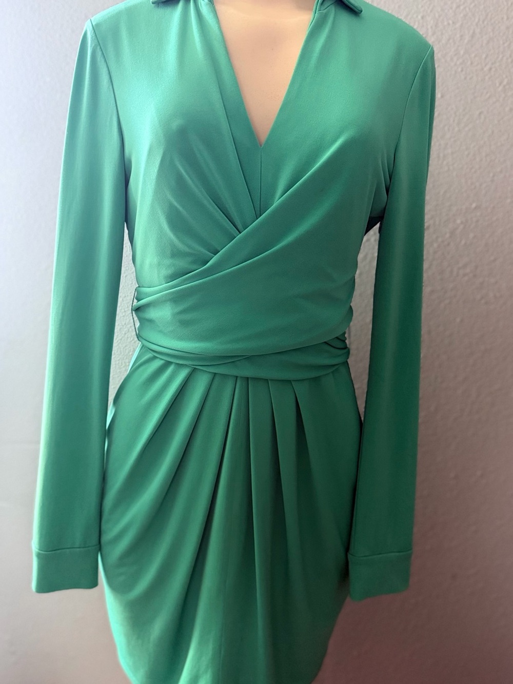 Vince Camuto Teal Green Long-Sleeve Wrap Dress
